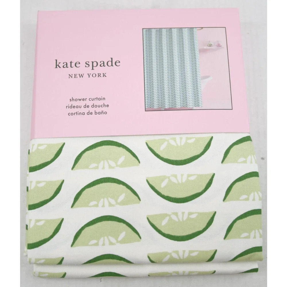 $50 KATE SPADE NEW YORK Cucumber 100% Cotton Shower Curtain 72x72 inch‎ Green